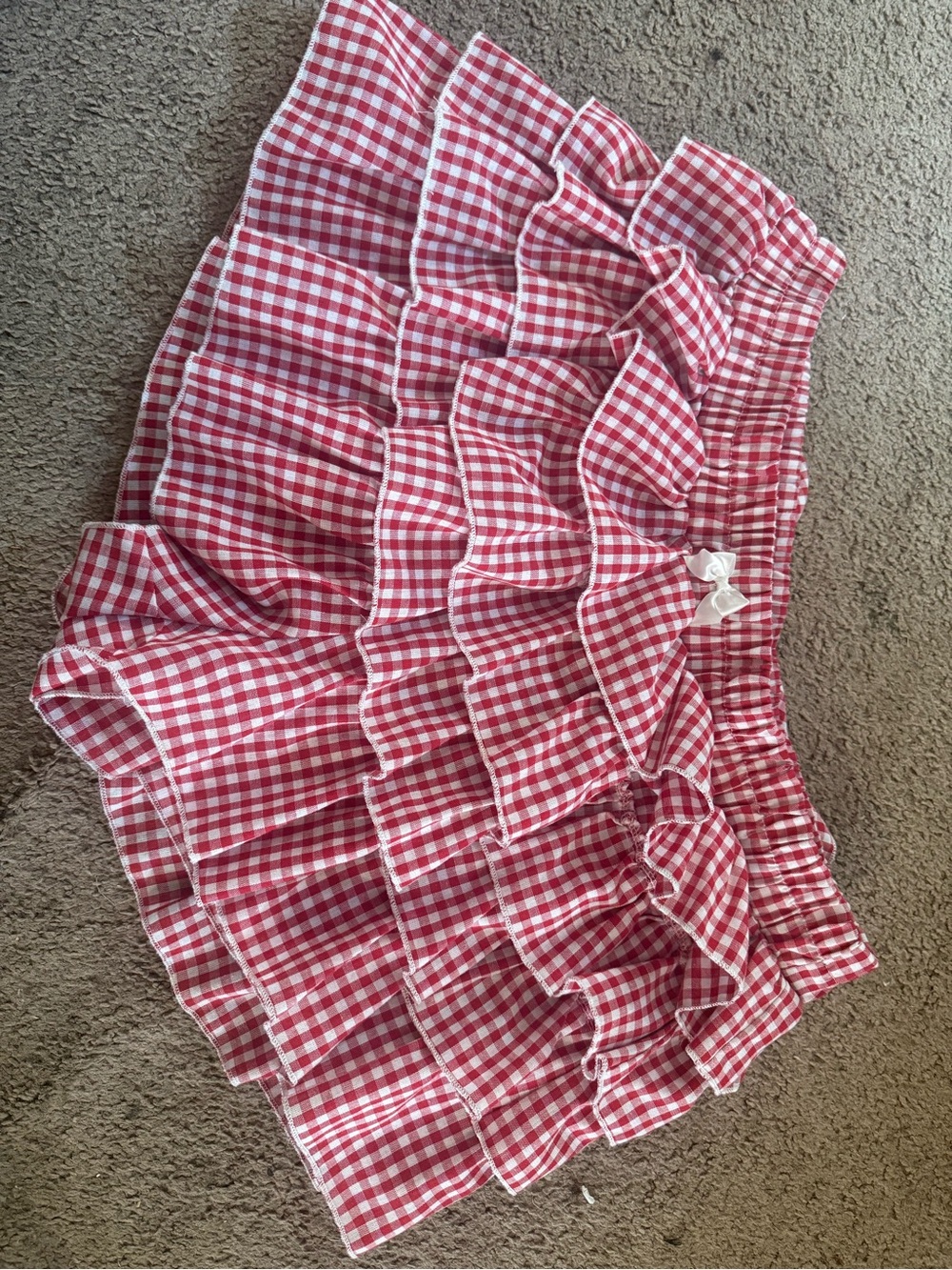 Amazon Red and White Gingham Ruffle Skort
